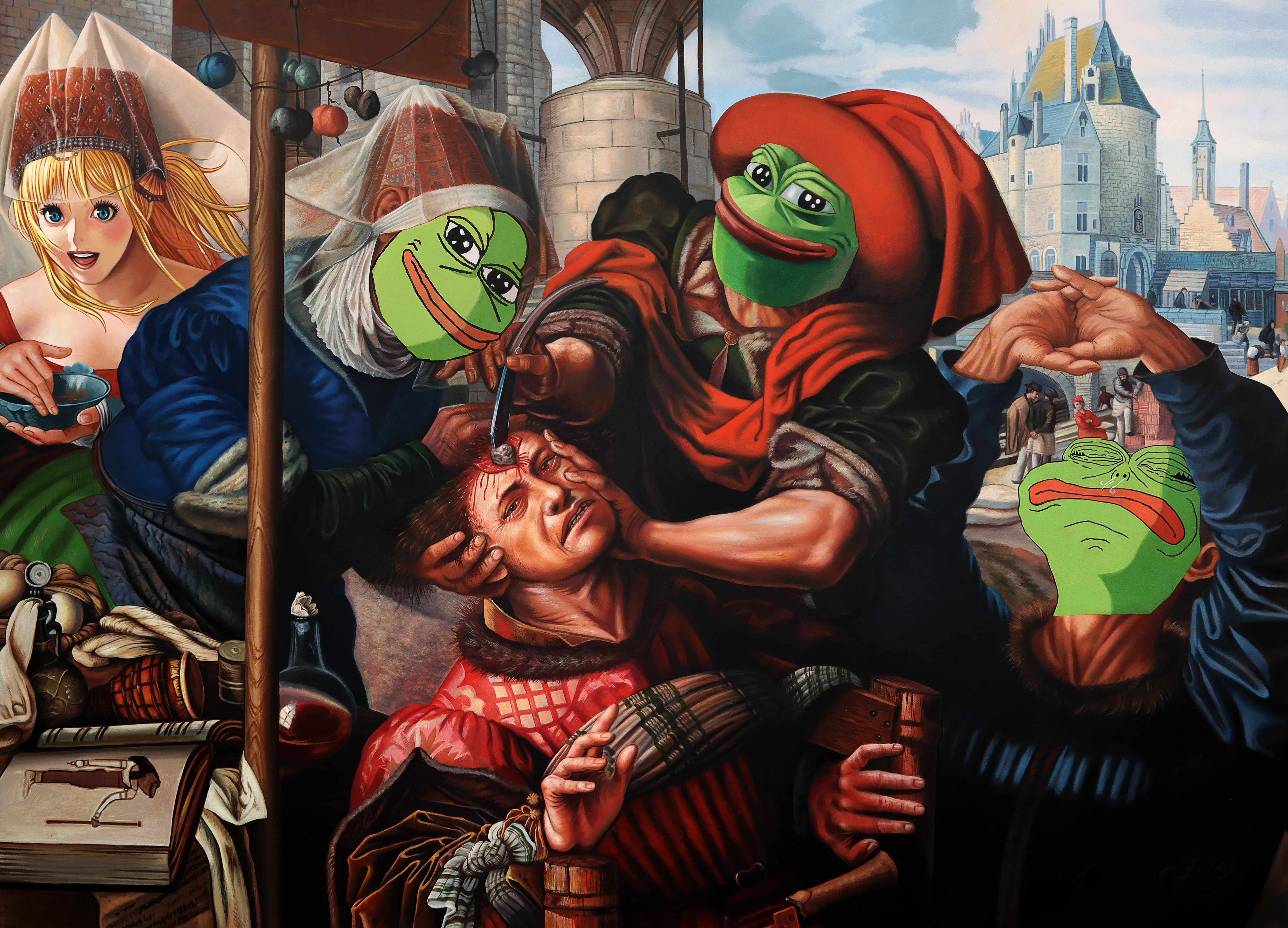 MASTER CUTS OUT THE STONE (after Hemessen)