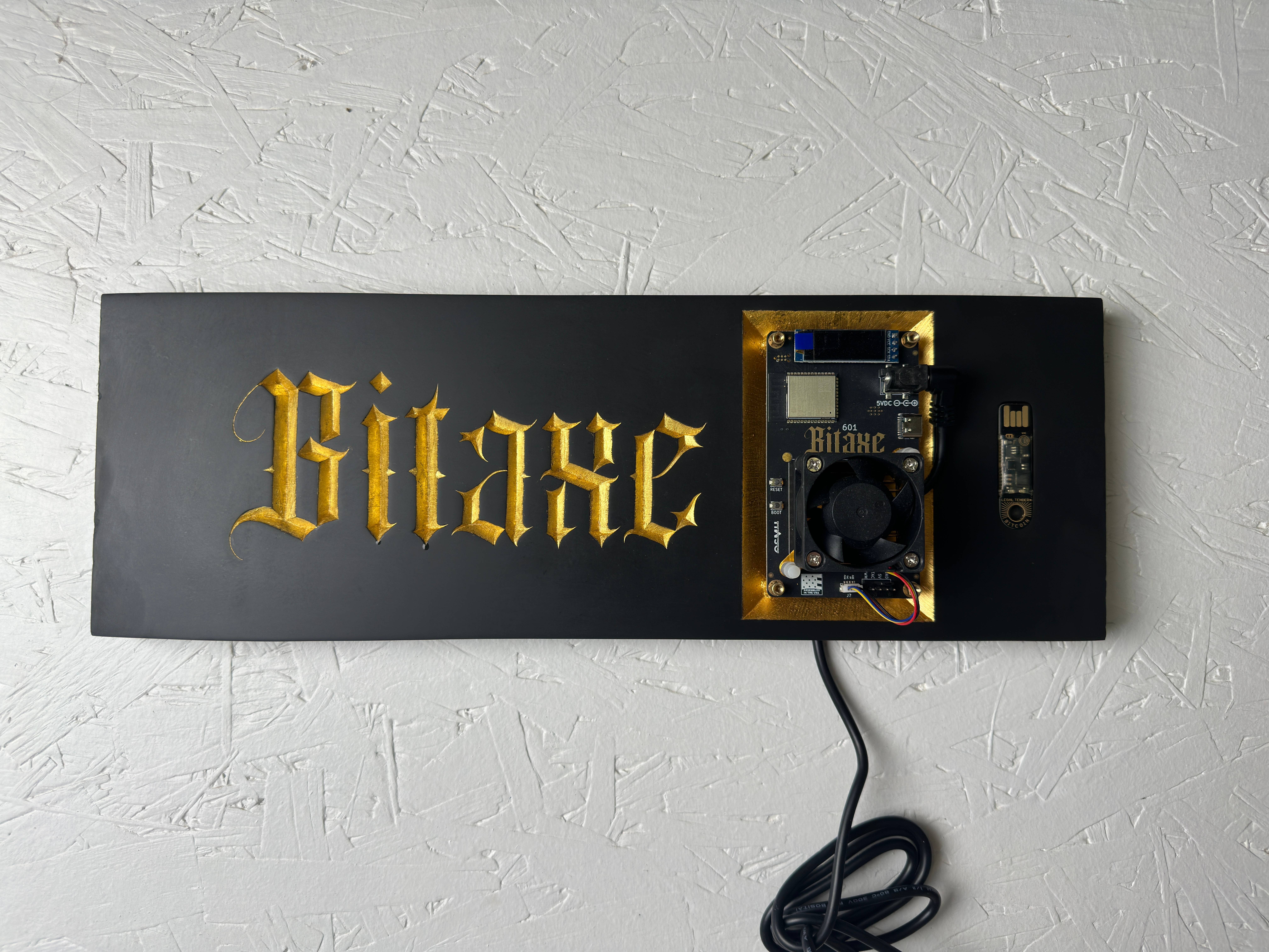 "Bitaxe Gothic" - Hand Carved Bitaxe Display view 2