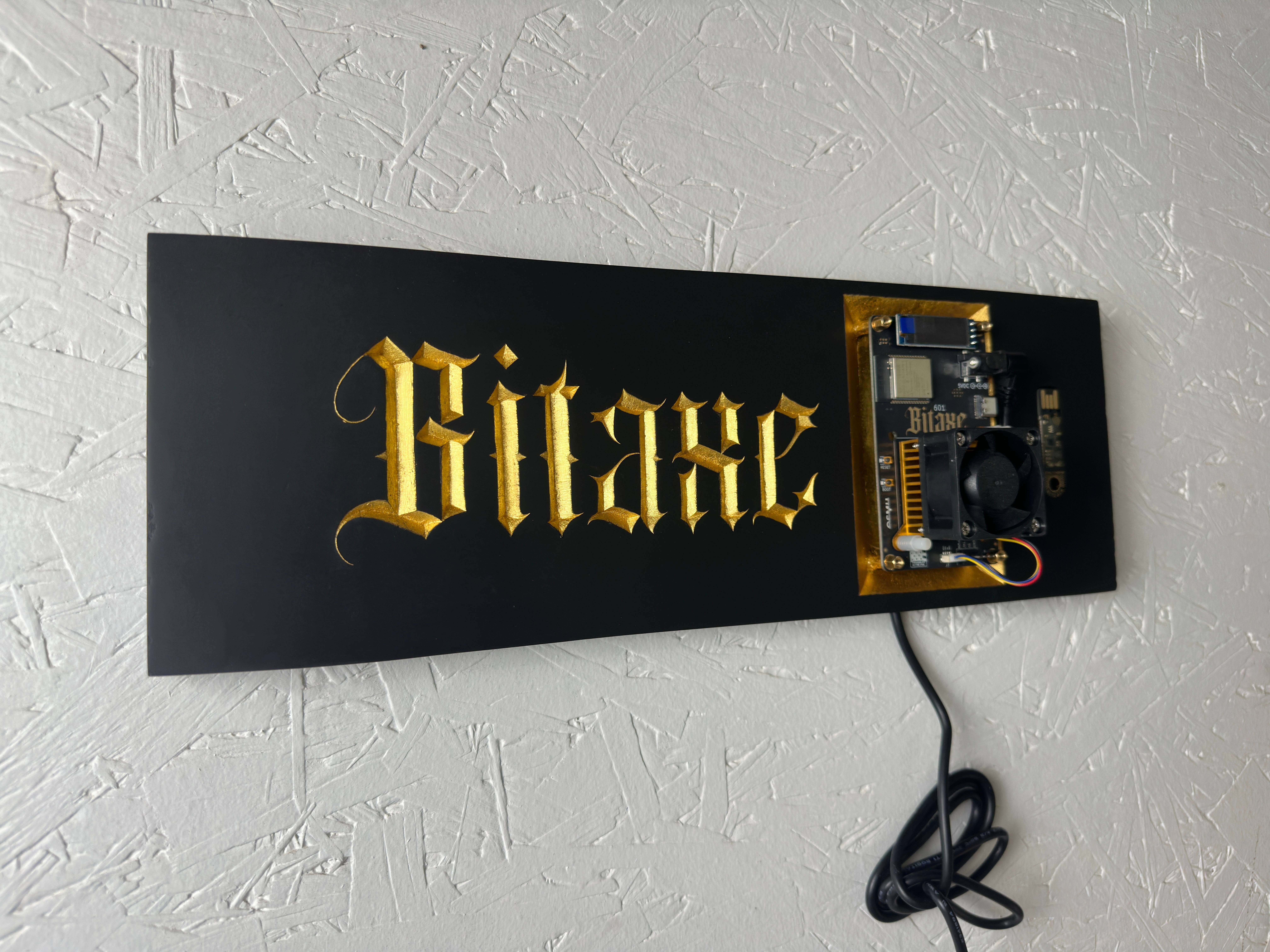 "Bitaxe Gothic" - Hand Carved Bitaxe Display view 3