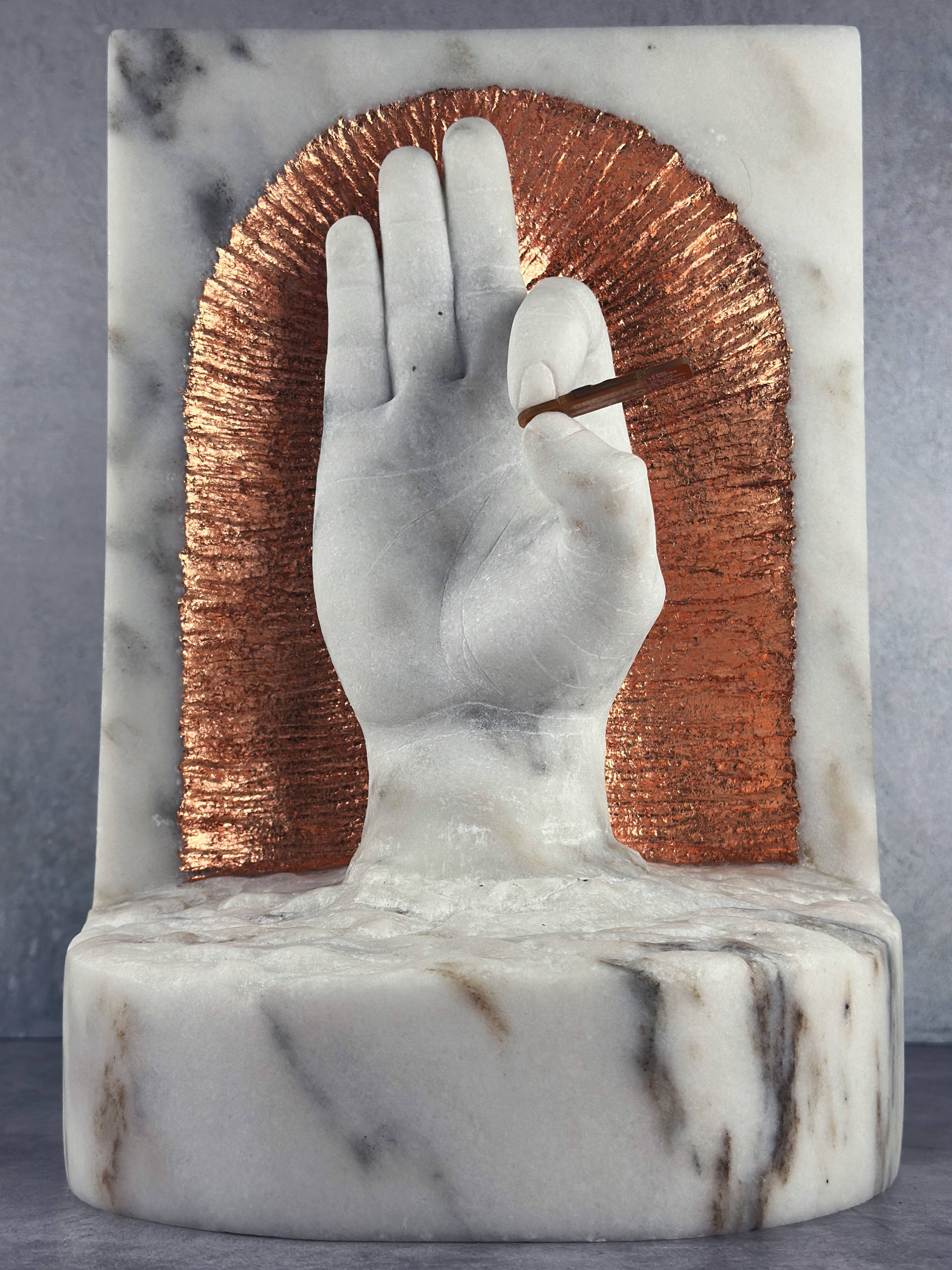 "Reborn" - An Homage to Bitcoiners in Carrara Marble view 4